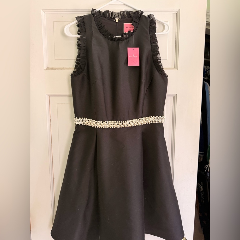 Kate Spade Black Dress with Pearl Waist NWT